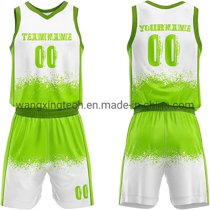 Factory Jersey Maker Mesh Basketball Shorts Jerseys Sets Green Custom for Youth Adults