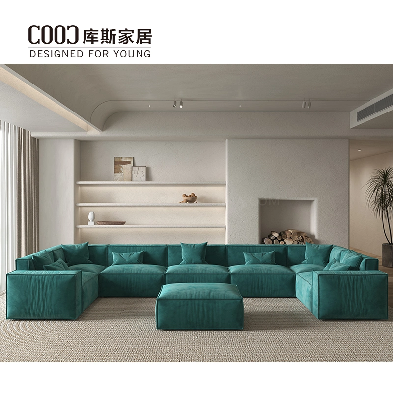 Sofá seccional en forma de U de estilo italiano de lujo moderno para sala de estar.