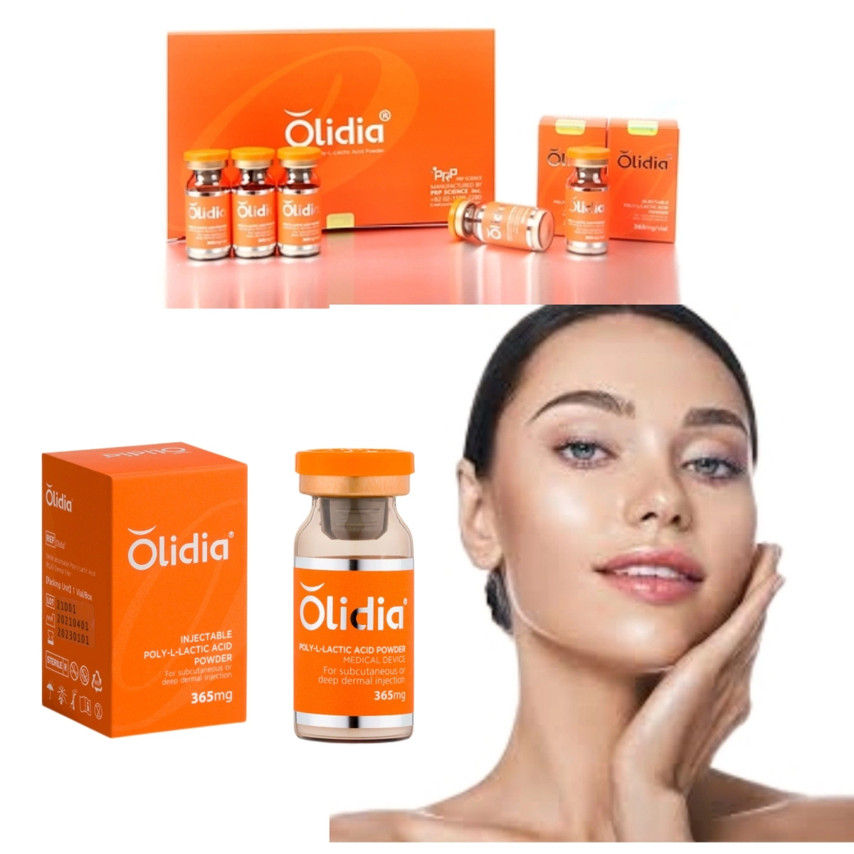 Olidia Plla Filler 365mg (poudre d'acide lactique Poly L) Production de collagène de remplissage dermique Stimulator acide Powderinjectionpoly Lacticpolylactic Acidolidia Plla