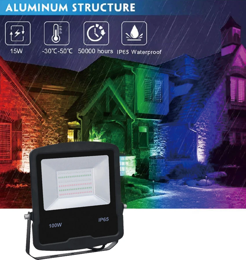 Flood Light RGB Color Changing Waterproof IP65 85-265V 10W/20W/30W/50W