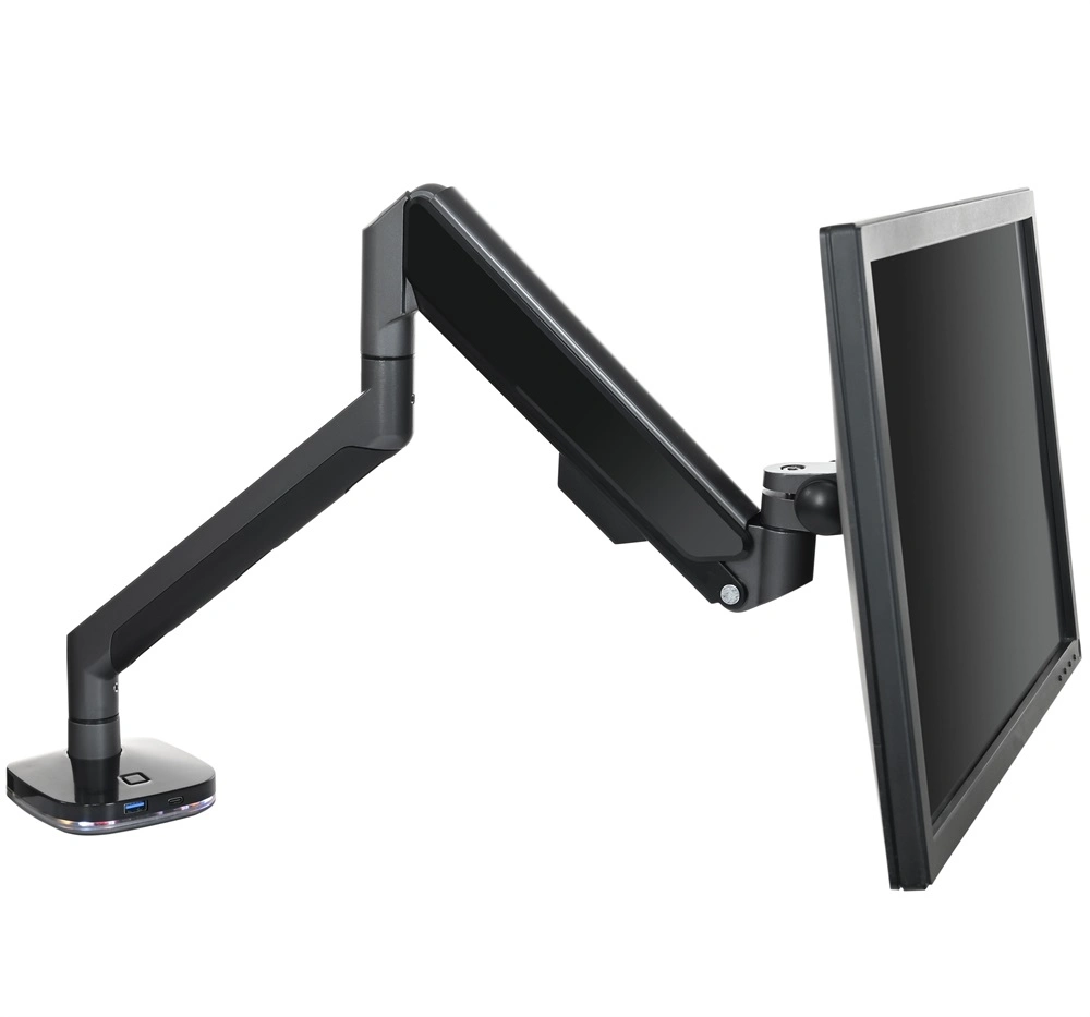 Soporte de monitor único gris espacial con USB Tipo C de carga RGB WS-Zb10u-G