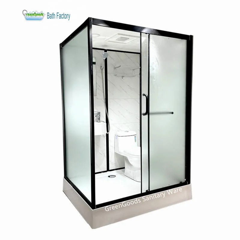 Simple Design Toilet Shower Cabin Tempered Glass Shower Room Acrylic Base Aluminum Frame All in One Bathroom Shower Enclosure