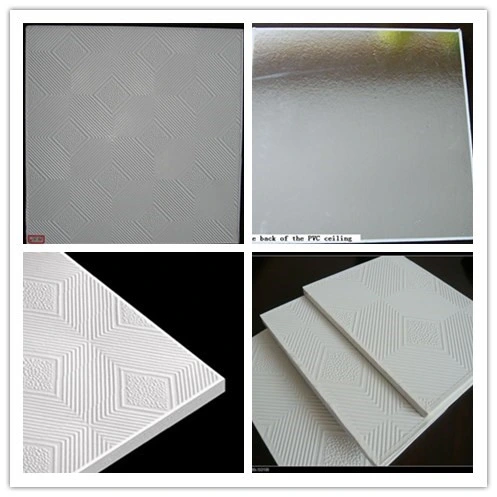 Lagest Fábrica Precio Competitivo Mejor Calidad Azulejo de Techo de Yeso Laminado de Vinilo PVC para Techo con Espalda de Papel de Aluminio 600*600*7/8mm