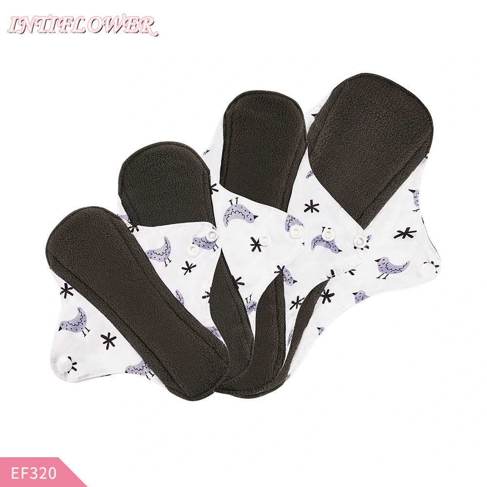 Intiflower Wholesale 4PCS Bamboo Charcoal Reusable Menstrual Pads Anion Sanitary Napkin Panties Liners