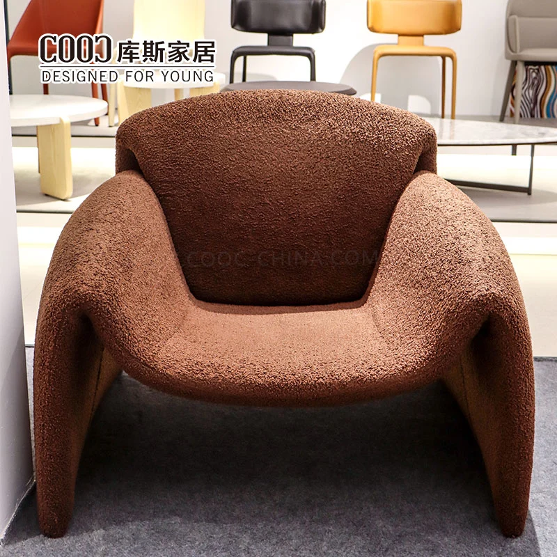 Modern Green Teddy Boucle Fabric Velvet Leather Single Leisure Lounge Arm Chair Designer Accent Le Club Chair for Home Living Room Furniture