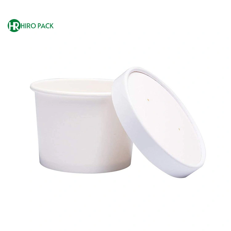 16oz 500ml Soup Container Cup 100% Biodegradable Eco Friendly Soup Paper Cup with Paper Lid PLA Coating