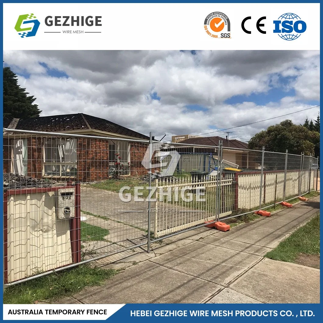 L'Australie galvanisé Gezhige clôture temporaire 2400 mm x 2100 mm la taille du panneau de Wire Mesh clôture temporaire de la Chine fabricants Clôture du site de construction