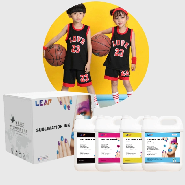 Leaf Dye Sublimation Printing Inks for EPS Inkjet Printer 4 Color Heat Transfer Ink for T-Shirt Transfer Printing