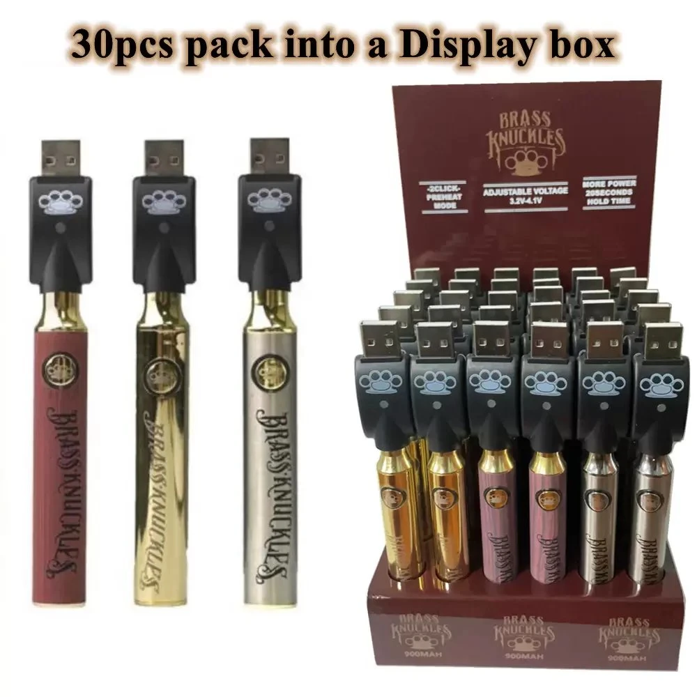 High quality/High cost performance  Brass Knuckles Battery Bk 900mAh Gold Wood Slivery Preheat Adjustable Voltage Vape Pen 510 Thread Cartridge