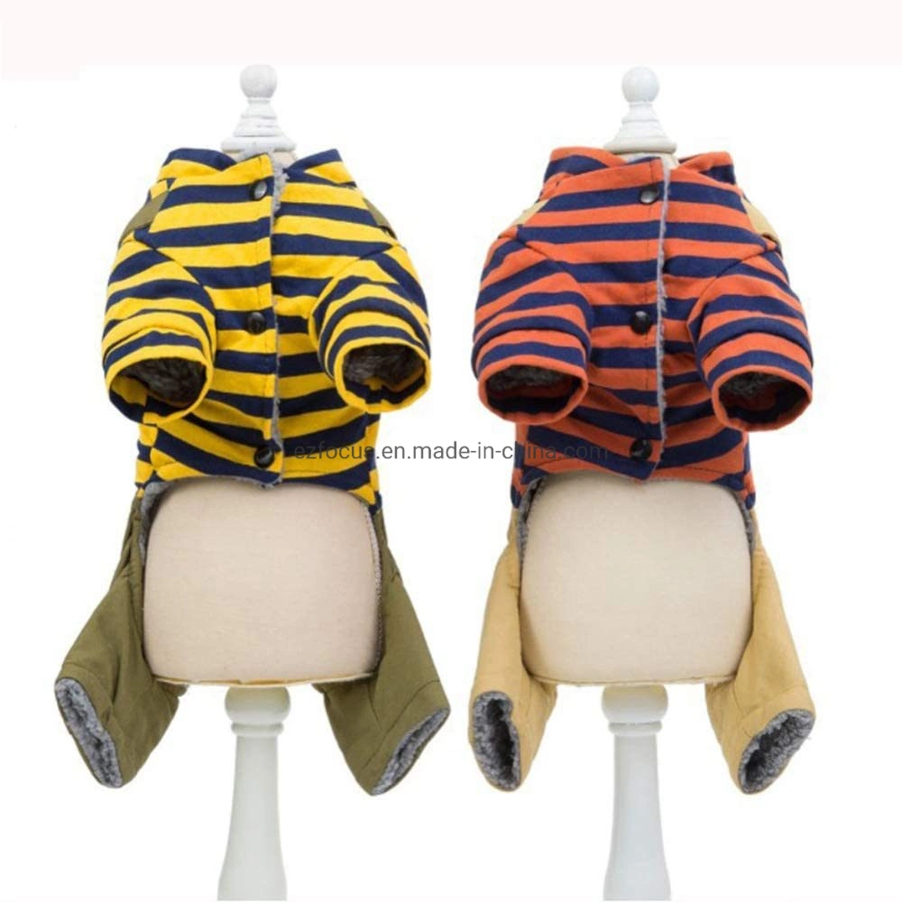 Puppy Strip Baumwoll-Shirt Jumpsuit Winter Haustier Hund Fleece Jacke Mantel Warm Niedlichen Hund Mantel Kleidung Bekleidung Wbb12446