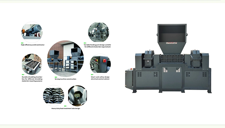 Eje doble Industrial Botella de plástico Chatarra de papel de la máquina trituradora de madera Libros