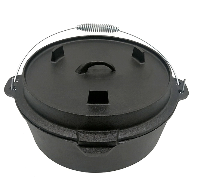 6qt Cast Iron Dutch Oven Double Use Lid LFGB, BSCI, FDA