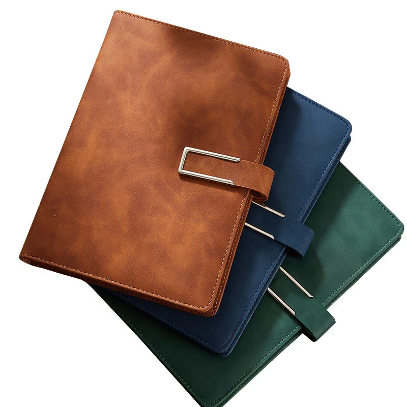 Eco-Friendly Reusable 6 Holes Ring Binder Multifunction Stationery PU Leather Notebook with Elastic Band