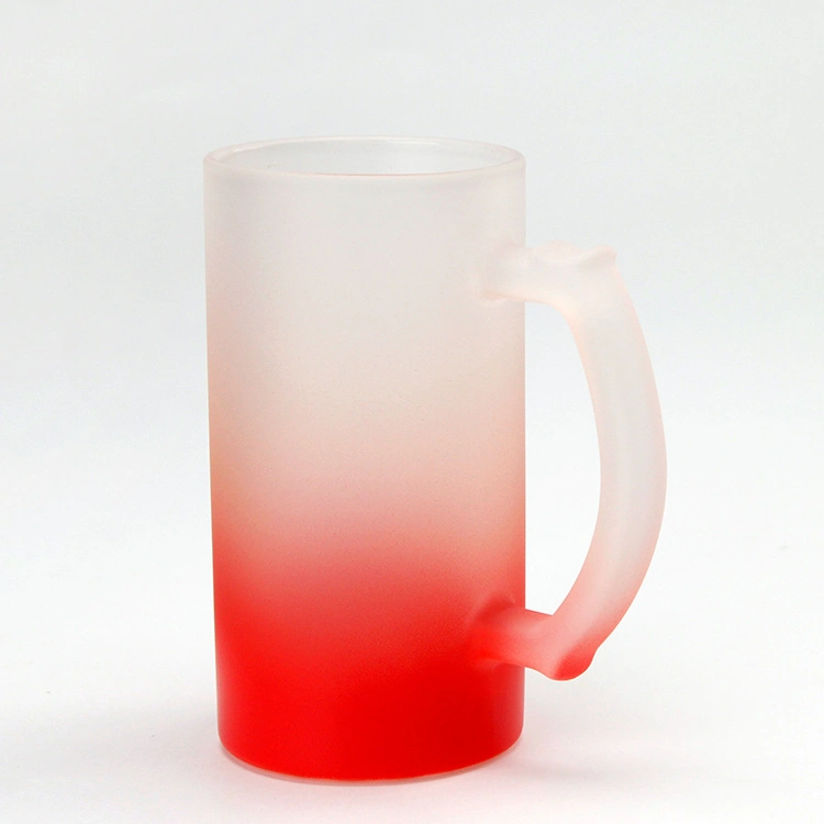 Heat Transfer Frosted Transparent Glass Color Bottom Glass Printed 16oz Color Bottom Transparent Beer Cup