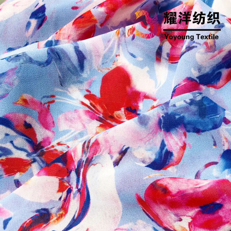 Digital Printed 100%Silk Fabric for Dress or Scarf