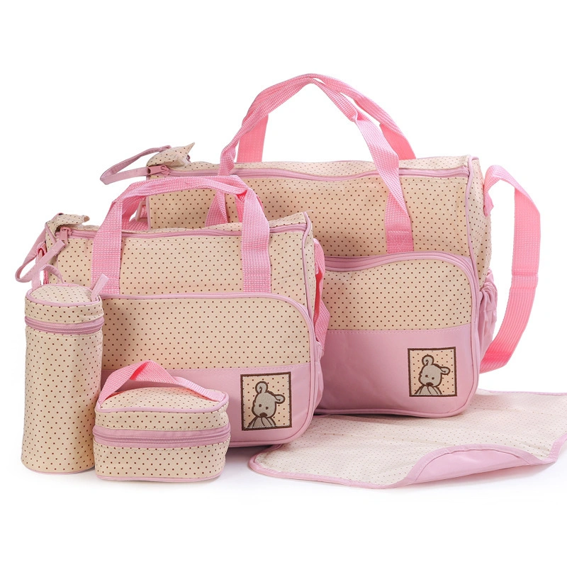 Factory Price Custom Waterproof 4 Pieces Set Portable Travel Baby Diaper Bag Handbags Fashion Mummy Bags Diaper Tote Bag