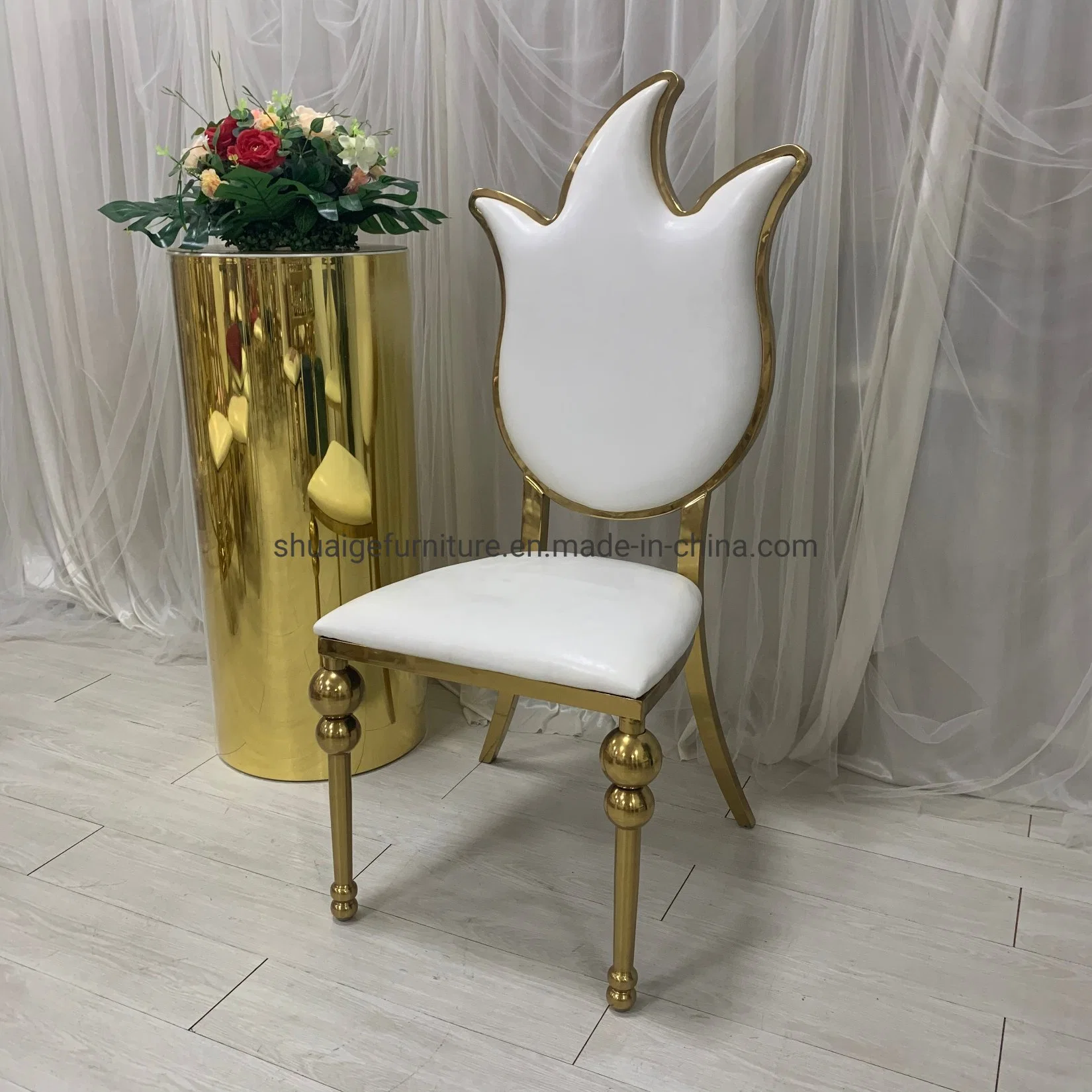 White PU Leather Back and Cushion Wedding Dining Chairs