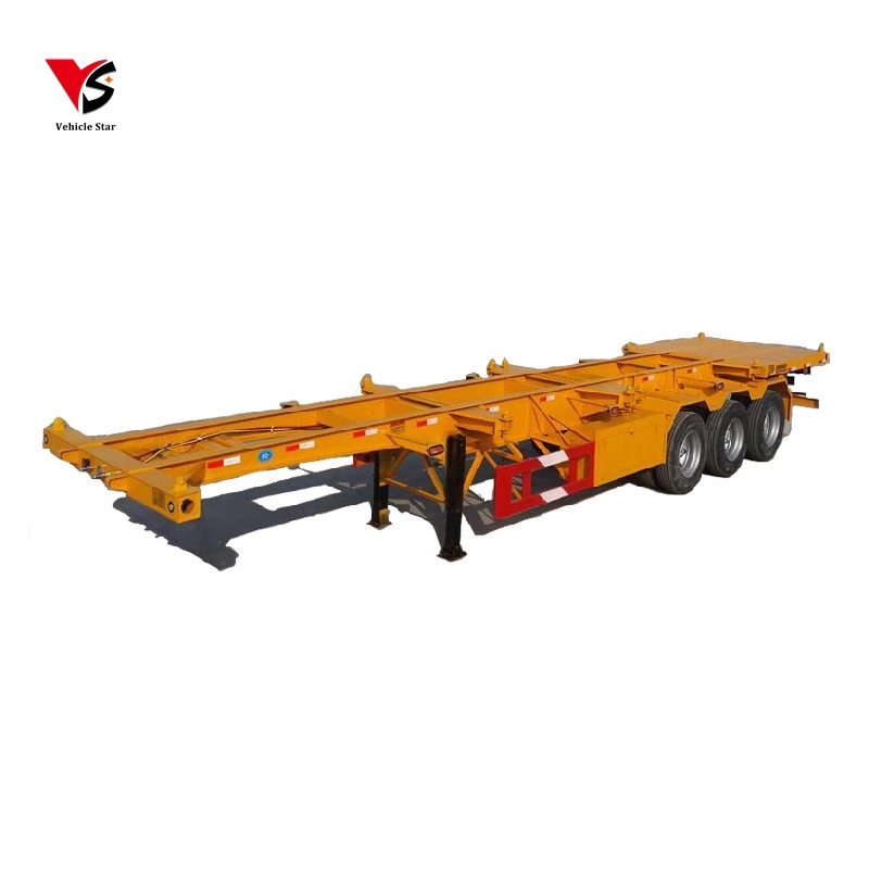 3 Axles 40FT Small Gooseneck Skeleton Container Transport Semi Trailer Truck for Sale