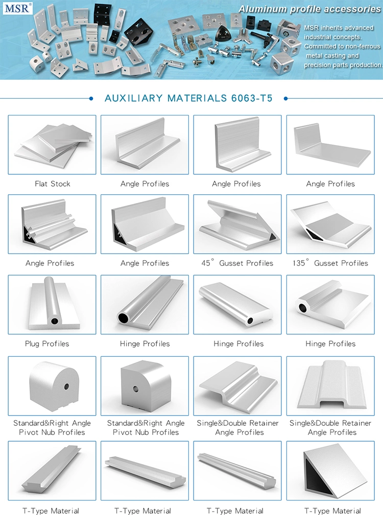 El MSR 9058 Perfil de aluminio extruido, tubos de aluminio para la elaboración de perfiles de aluminio mecanizado CNC de accesorios