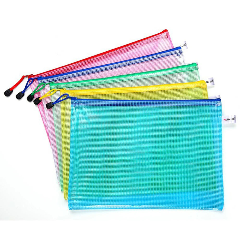 Oficina Escolar A4 Bolsas de documentos Zipper Waterproof Colorful File Carpeta