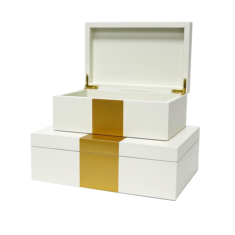 Caixa de jóias de Madeira Deluxe com verniz de entalhe em madeira, caixa de oferta Conjunto de caixas