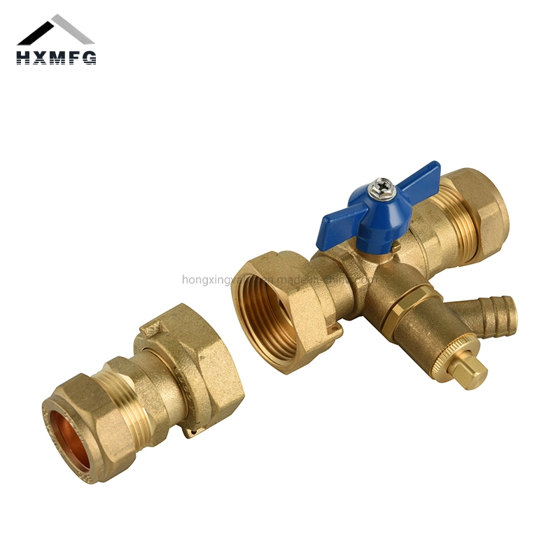 Female Thread Press End Butterfly Handle Brass Drain off Cock Ball Valve with One Unit