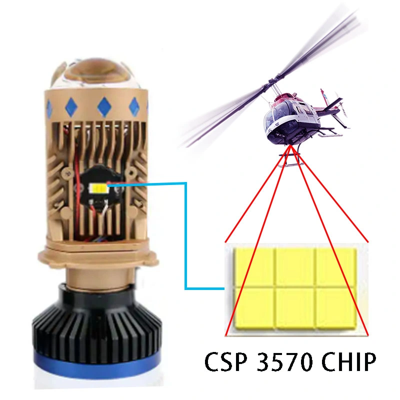 Système d'éclairage automobile de haute qualité sur mesure T8 H4 Lens LED Headlight pour voiture et vélo avec une puissance élevée et une luminosité élevée.