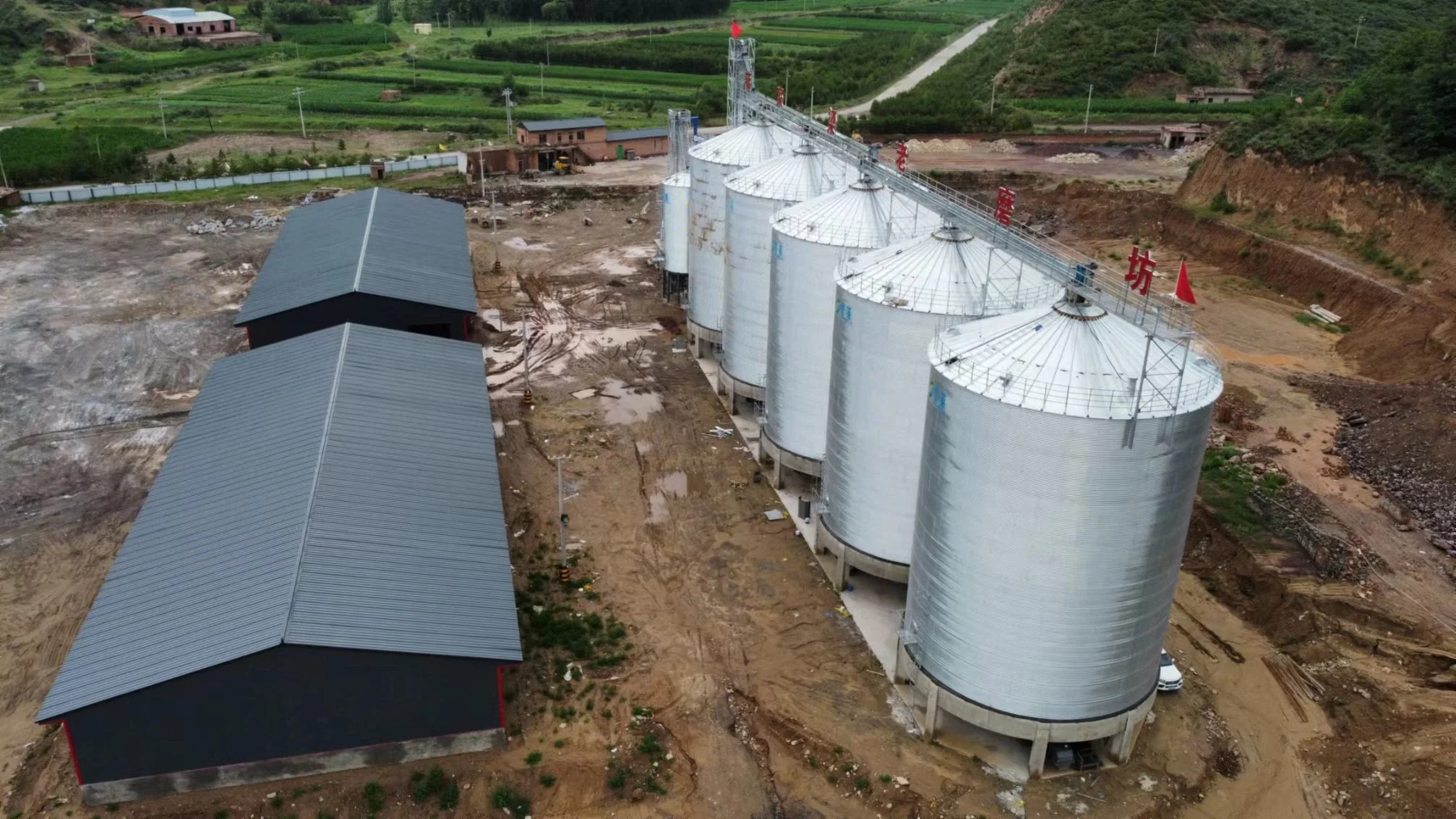 Hot Sale Galvanized Steel Assembly Grain Feed Flat Bottom Type Storage Silos