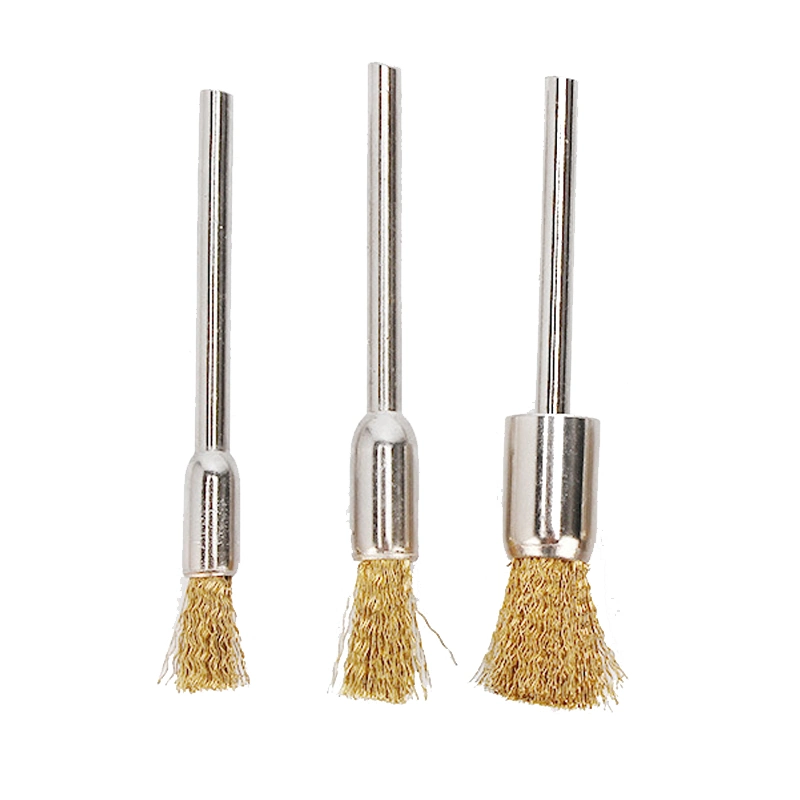 5/6/8cm Stainless Steel and Copper Wire Pen Shape Polishing Cleaning Brush for Metal Surface Rust Removal Grinding Deburring