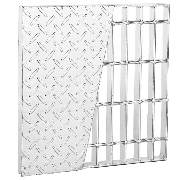 Hot DIP Galvanized Compound Steel Grating with Checkered Plate for Stair Tread and Platform and Drainage Cover