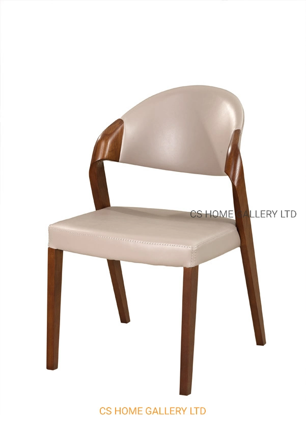 Wooden Leisure Chair Home Furniture Modern PVC Fabric Hotel Restaurant Dining Chair