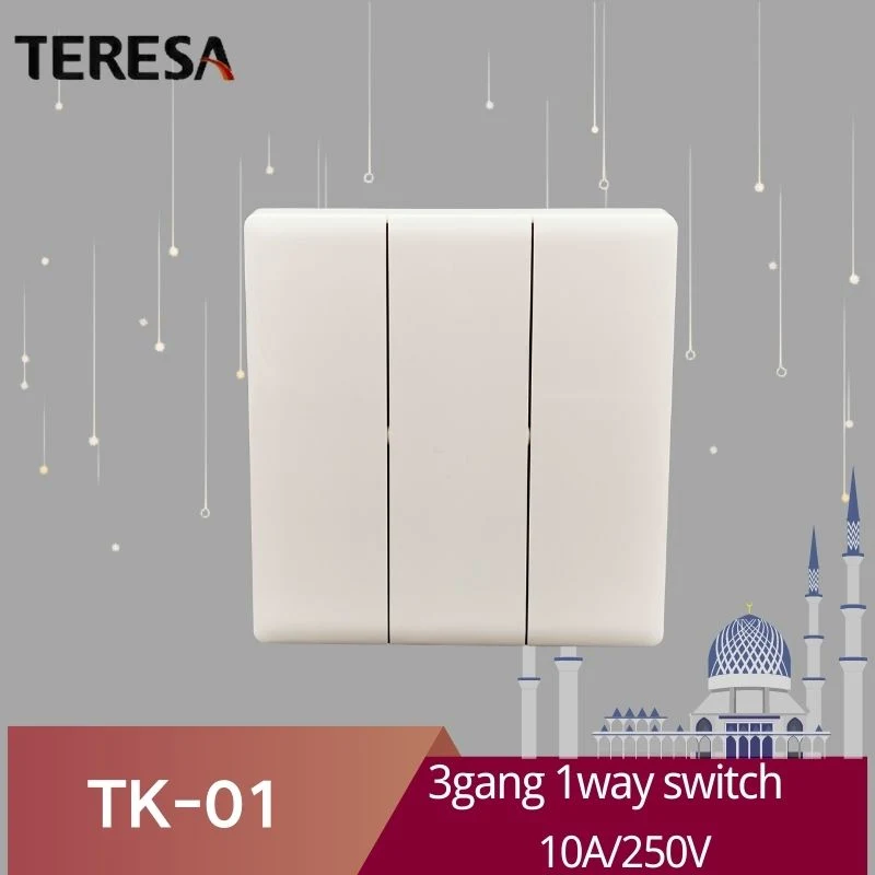 Teresa Modern Design EU Crystal White Panel 3gang1way Smart Touch Light Wall Switch for Lamp