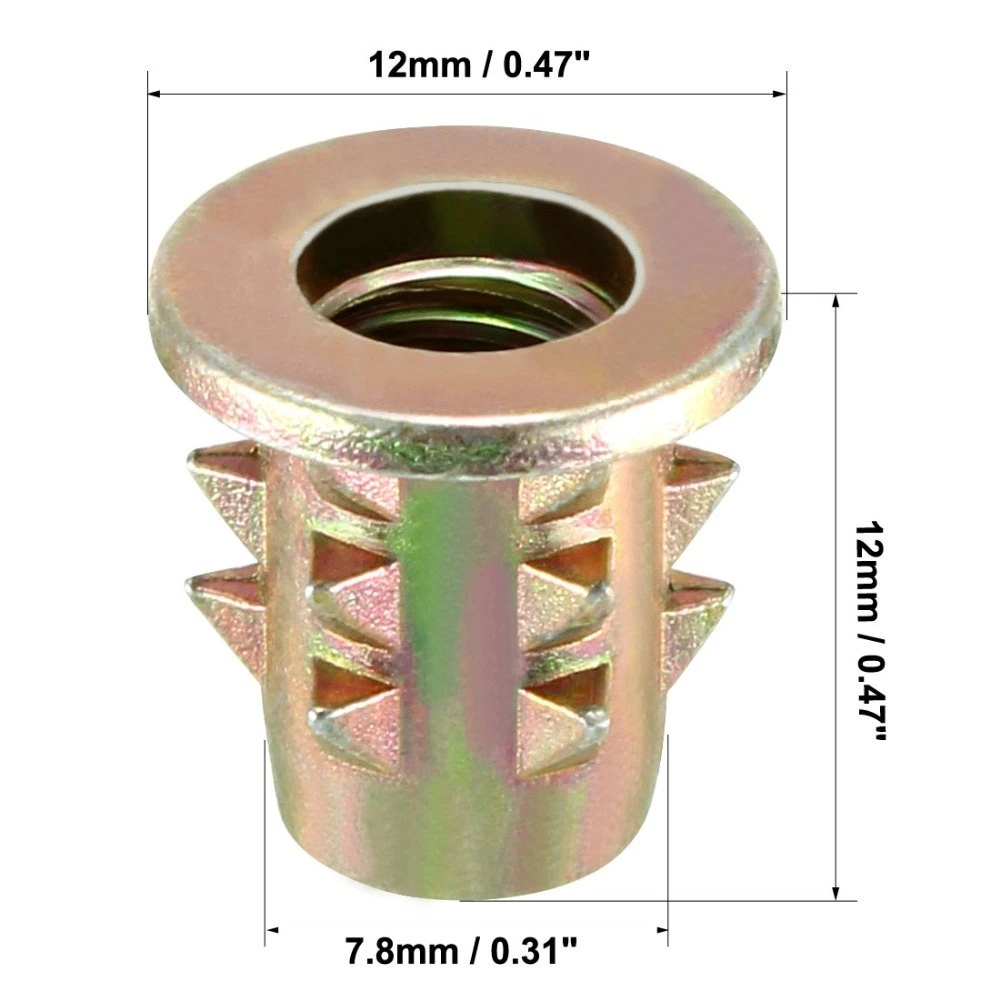 Tuerca de inserción de muebles de madera E-Tuerca tuerca de inserción de bronce de aleación de zinc