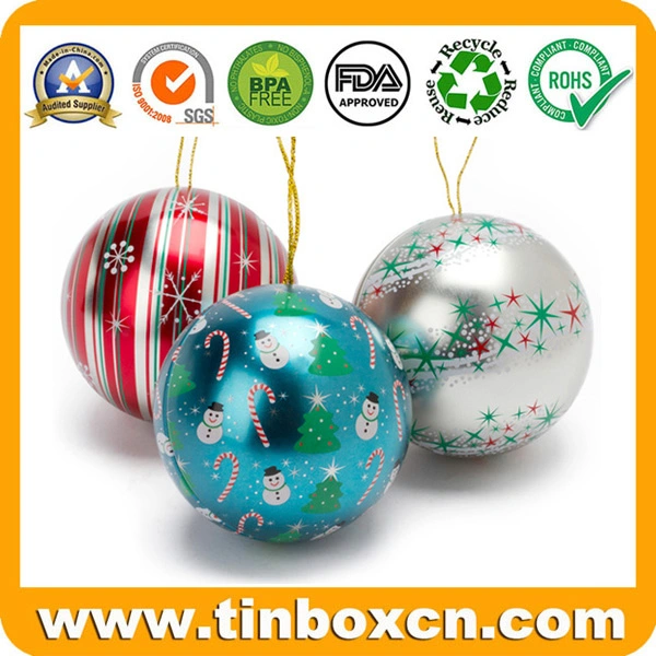 Boîte d'emballage personnalisée en étain pour cadeau de Noël Tin Ball