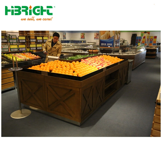 Supermarket Wooden Fruits and Vegetable Display Stand