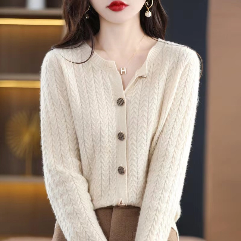 Fashion Casual Solid Long Sleeve Sweater Street Knitted Women's Cardigan