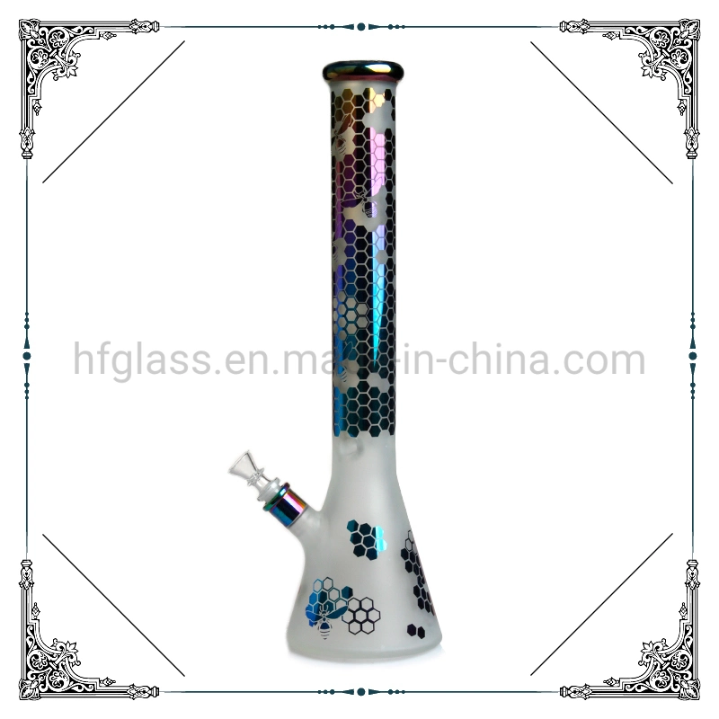 Estrella de 18 pulgadas de Havey Phoenix Abeja Sandblast Electroplated fundido especial de la producción de 7mm el vaso de vidrio el hábito de fumar pipa de agua