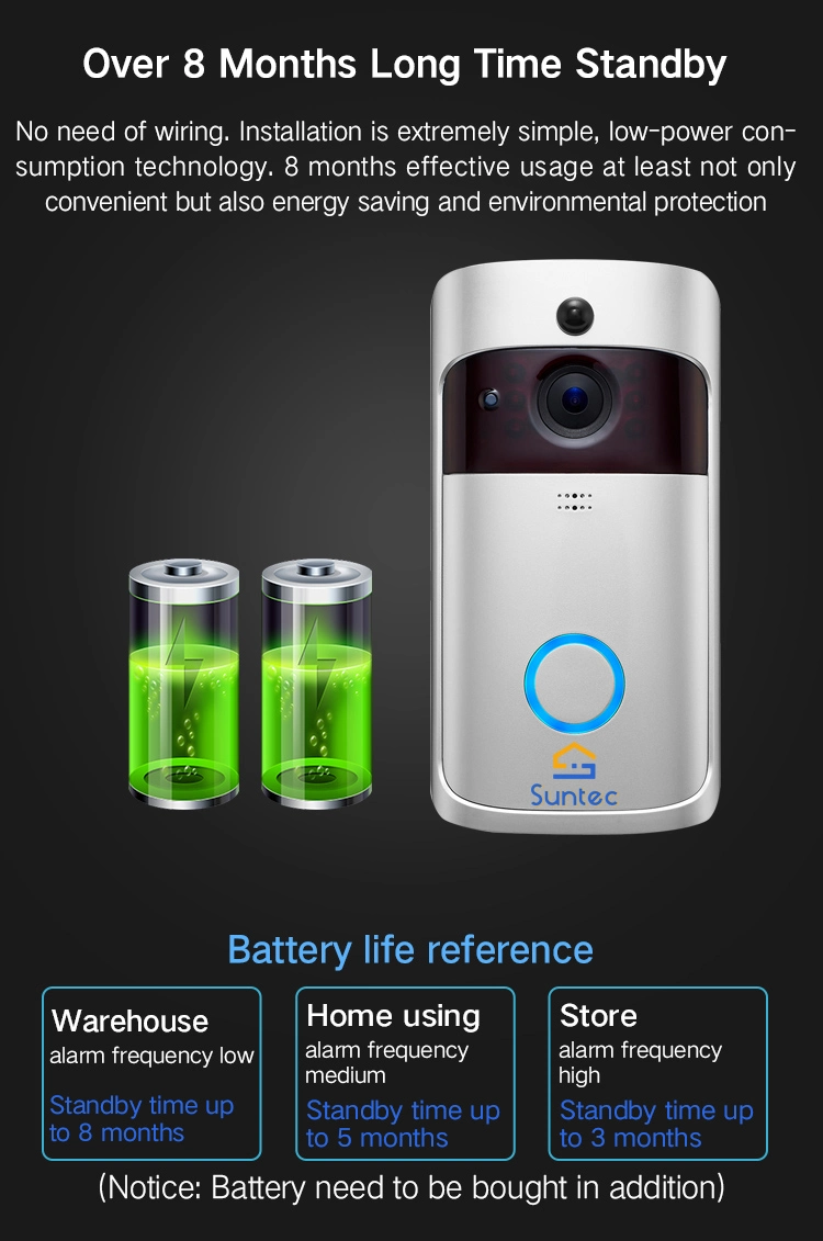 Lithium Battery Tuya WiFi Video Doorbell Camera Motion 2MP IP64