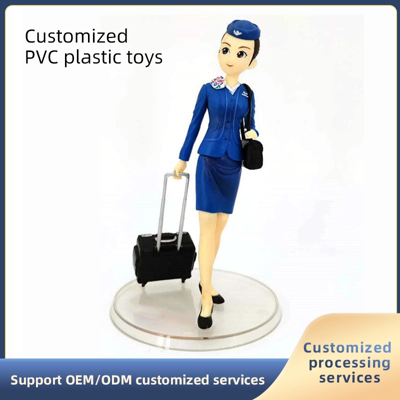 Customized Airline Stewardess Stly Air Hostess Red PVC Plastic Toy for Memorials Collection