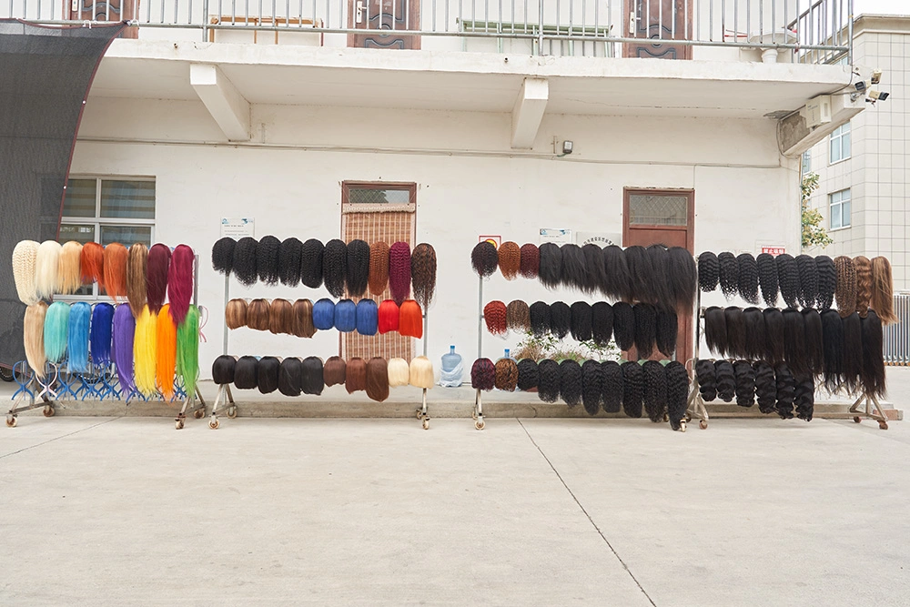 Xuchang fábrica de pelo humano encaje delantero Wig máquina hecha Pelo Peruano para mujeres negras