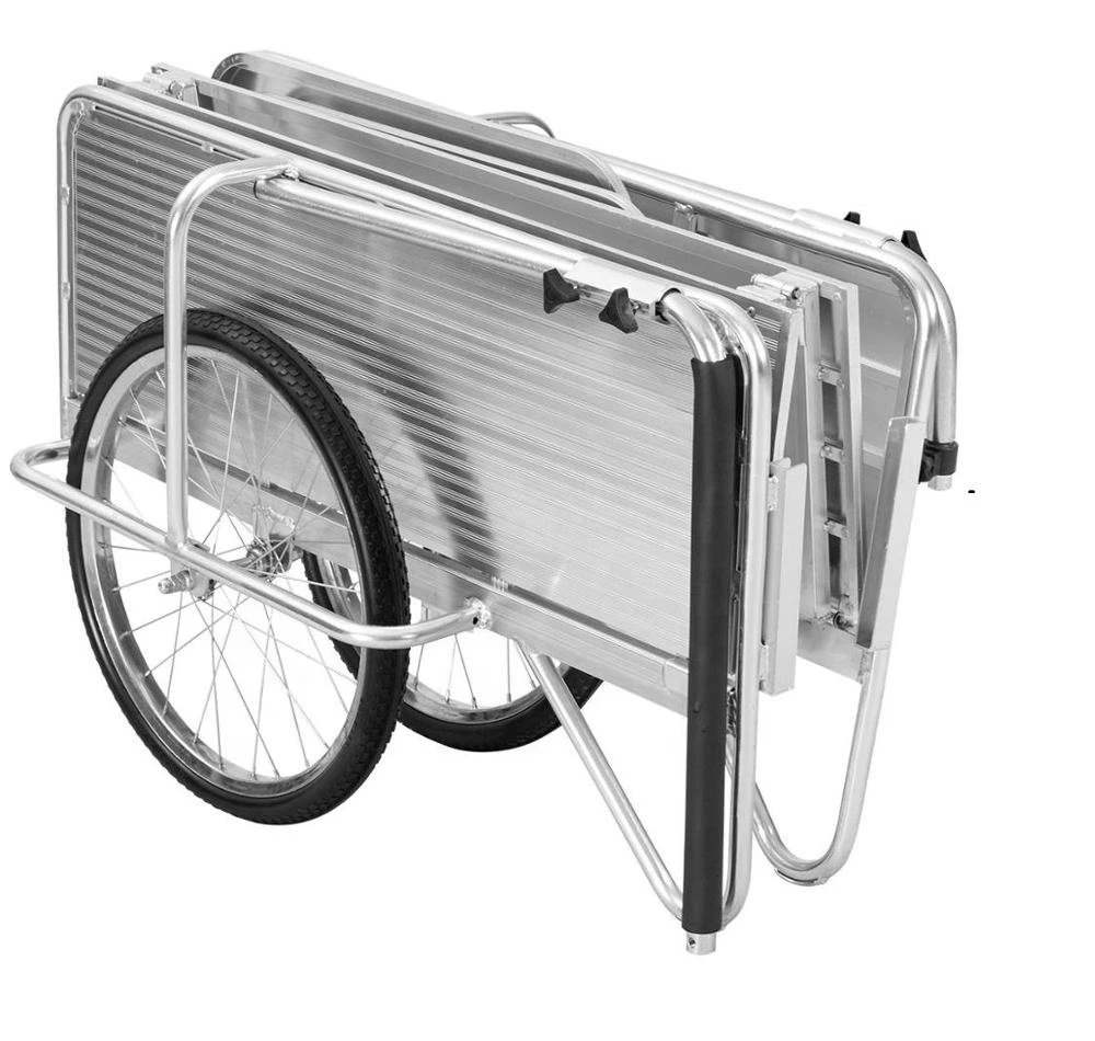 330lbs High Capacity Aluminum Trolly Cart Foldable Garden Cart with Removable handle and Two Wheels