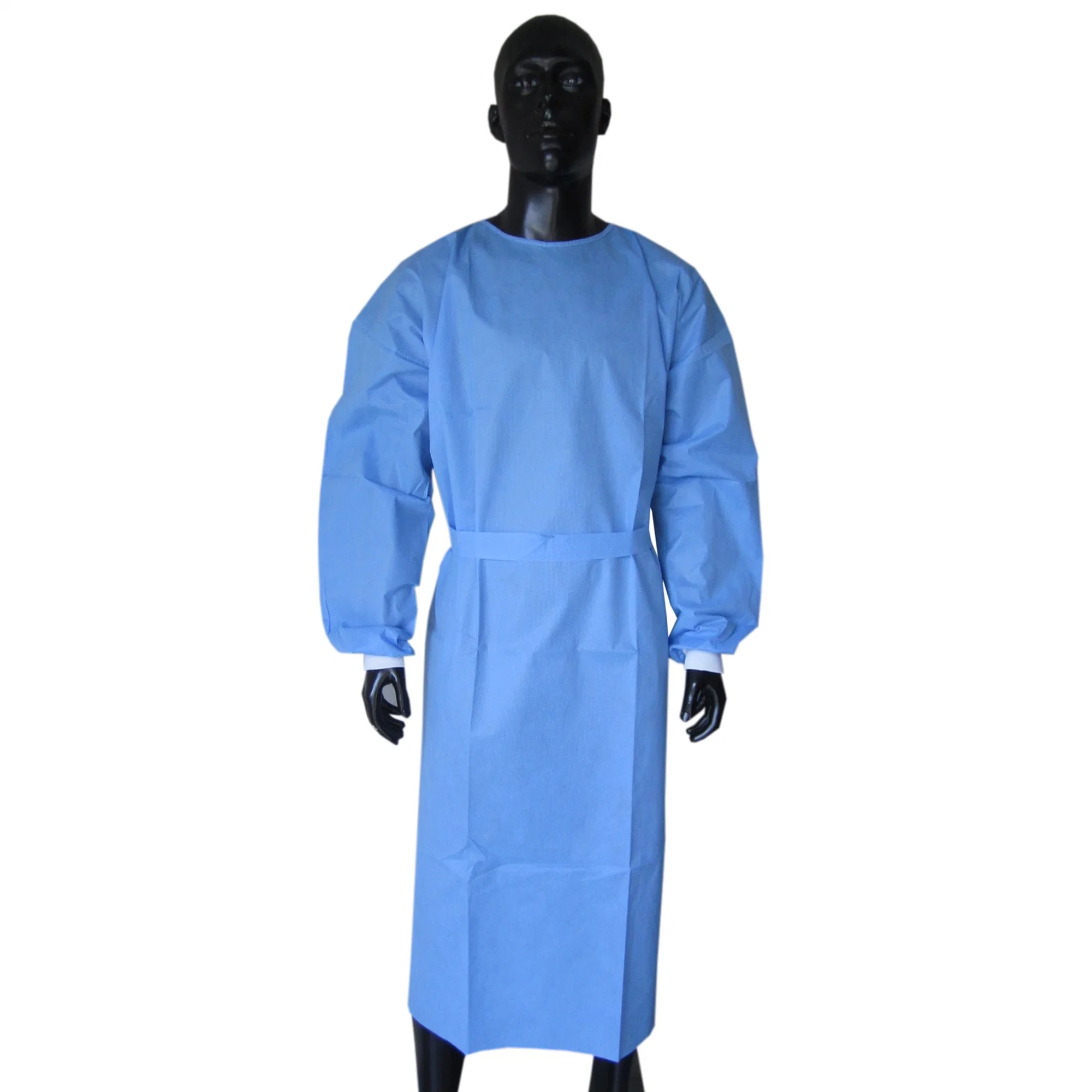 Eo-Sterilized PP Visitor Reinforced Surgical Gown with Elastic or Knitted Cuffs