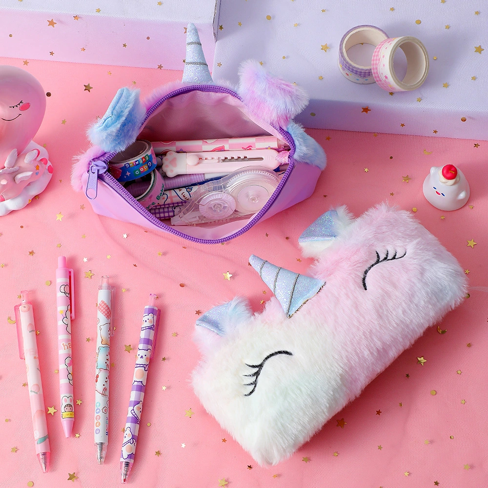 Wholesale/Supplier Student Plush Cartoon Pen Case Creative Gift Unicorn Pencil Bags