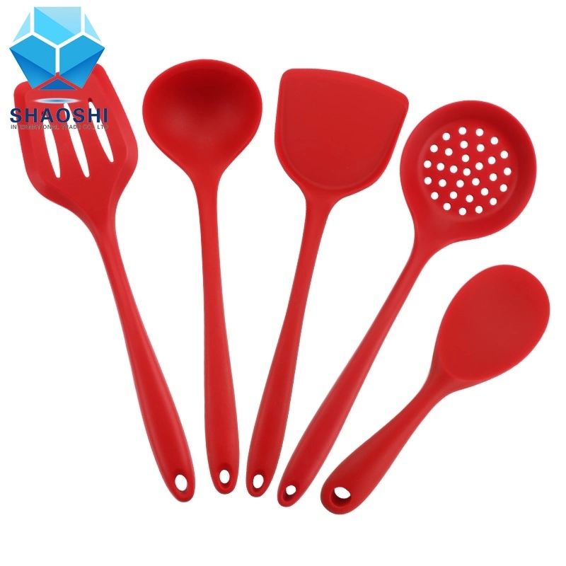 Color Stainless Steel Silicone Handle Kitchenware Storage Bucket Shovel Spoon 15-Piece Set