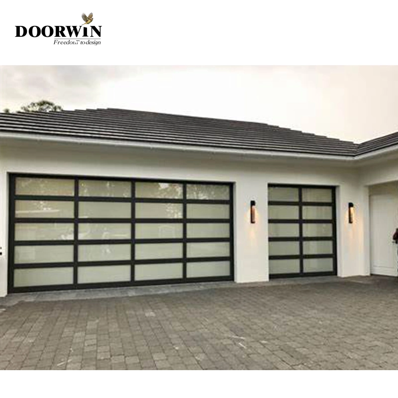 2022 Doorwin Villa Arquitectura de estilo moderno automático modular de vidrio aluminio Puerta de garaje Doorwin Texas Hot Sale moderno garaje enrollable Puertas