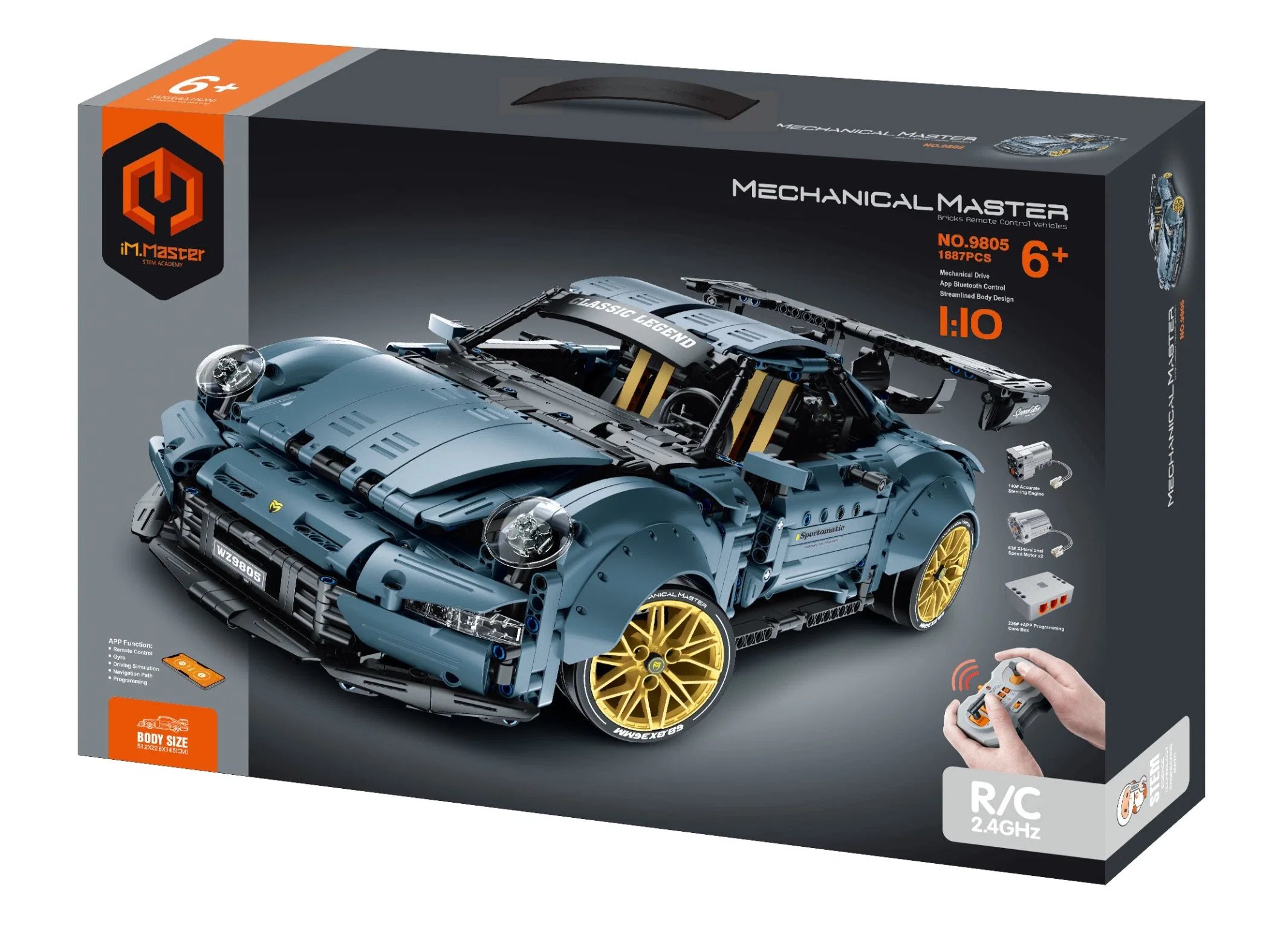 1: 10 APP Programming 4 Channel Remote Control Building Block Sports Car 1887 PCS Include Battery