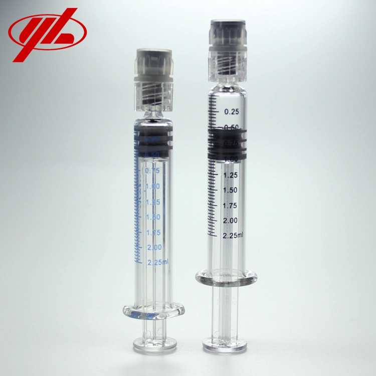 1ml 2.25ml 3ml 5ml Seringue en verre préremplie jetable pour injection médicale ou cosmétique