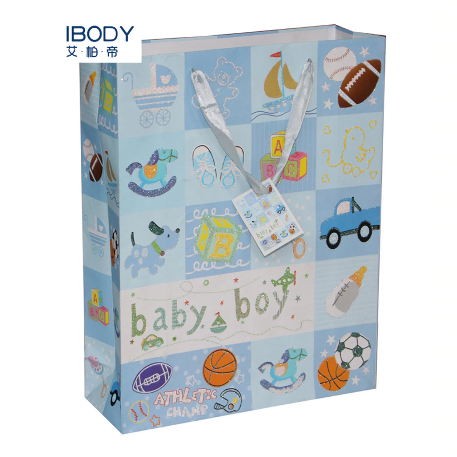 Custom Printing Personalized Packaging Children Kids Gift Bags with Tags Paper Handled Craft Gift Bag for Babies