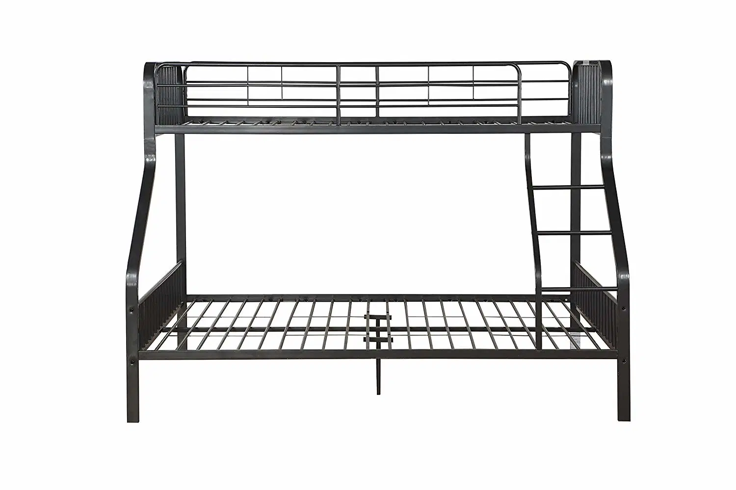 Metal Gunmetal Twin XL Over Queen Bunk Bed Steel Trio Bunk Bed