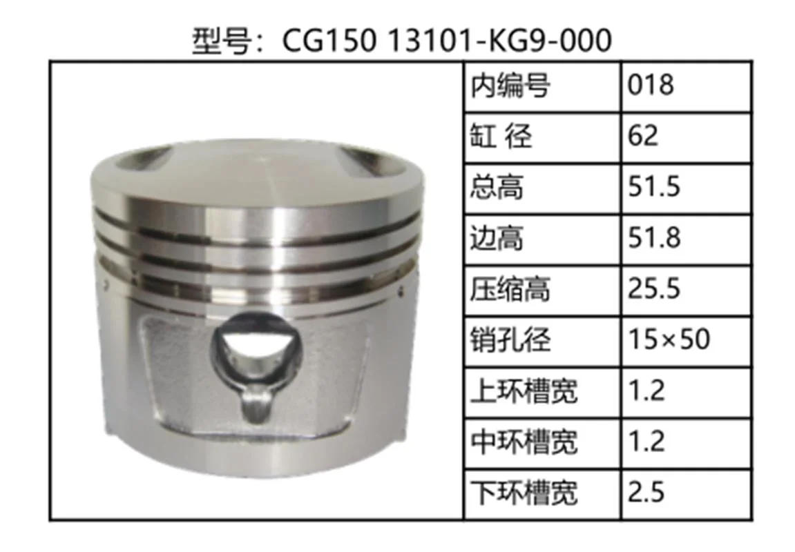 Kit de piston pour moto CD110 (52,4 mm) Cg125 Cg150 Cg175 Cg200 Cg250